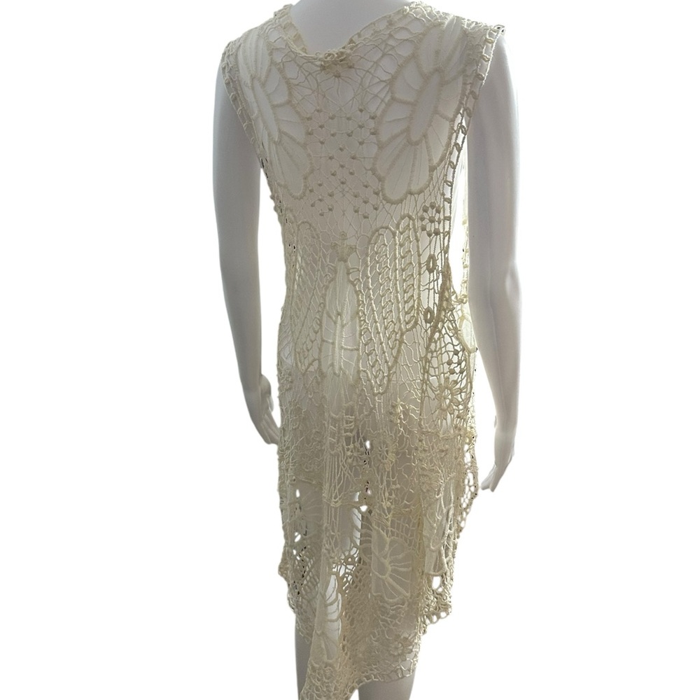 ODDY Cream Crochet Lace Duster Top Stretch Boho One Size - Picture 2 of 6